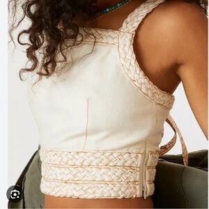 Pilcro Ivory Woven Strap Crop Top
